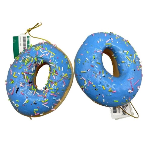 Kurt Adler sweet scoops blue sprinkle donut ornaments set of 2 squishy 3.5" READ - Picture 1 of 9